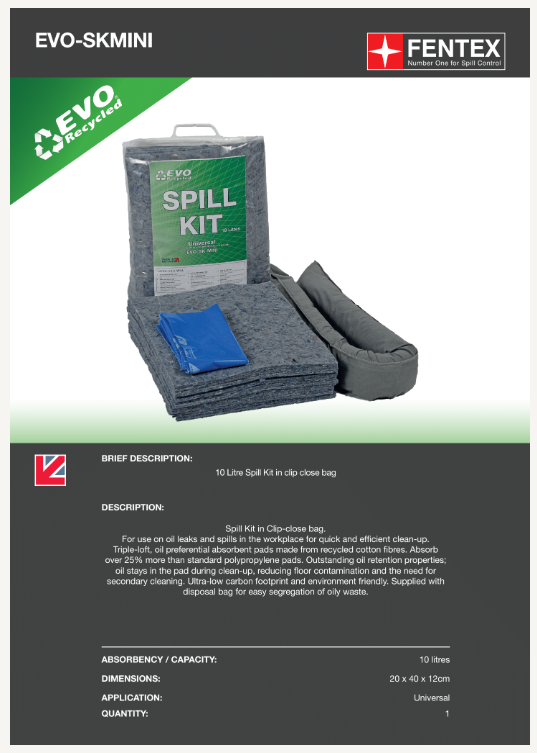 universal spill kit in clip top bag