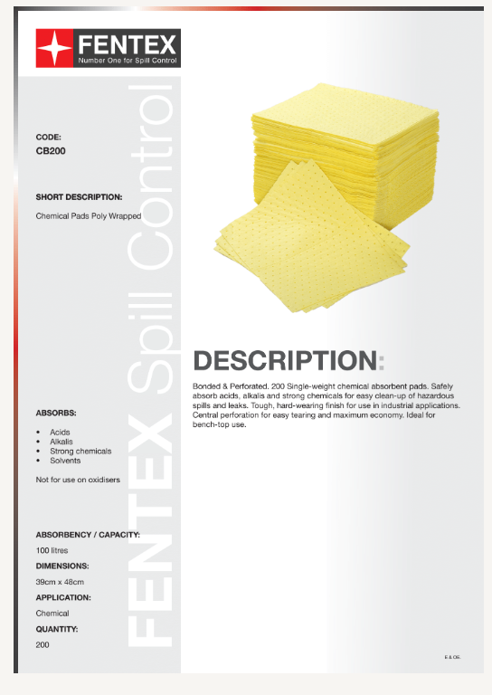 chemical absorbent pads bonded materials