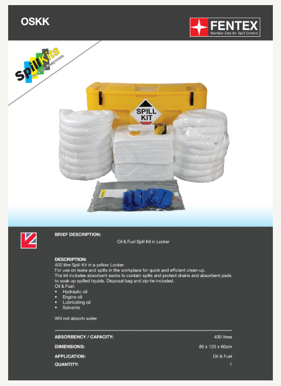 oil only spill kit in wheeled locker