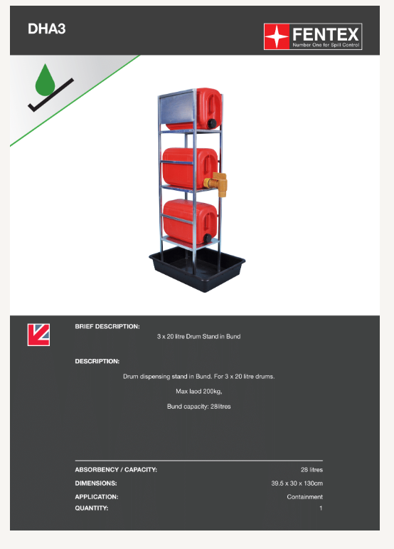 3 x 20 litre drum stand in bund (dha3)