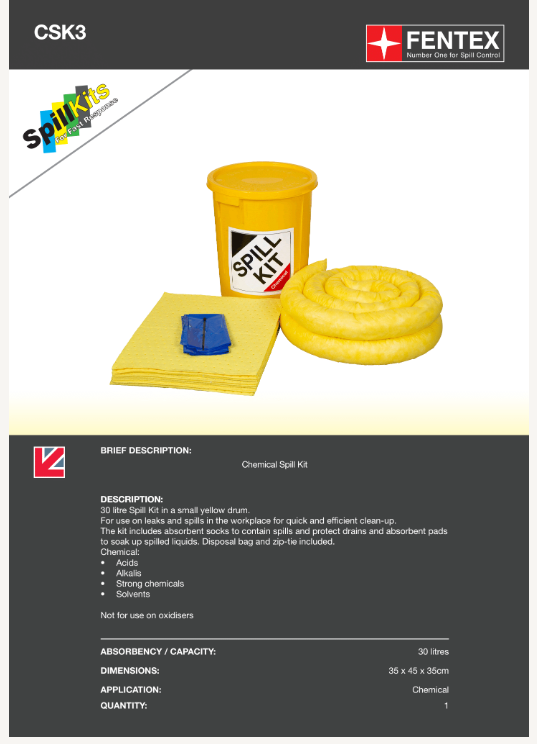 chemical spill kit in plastic drum