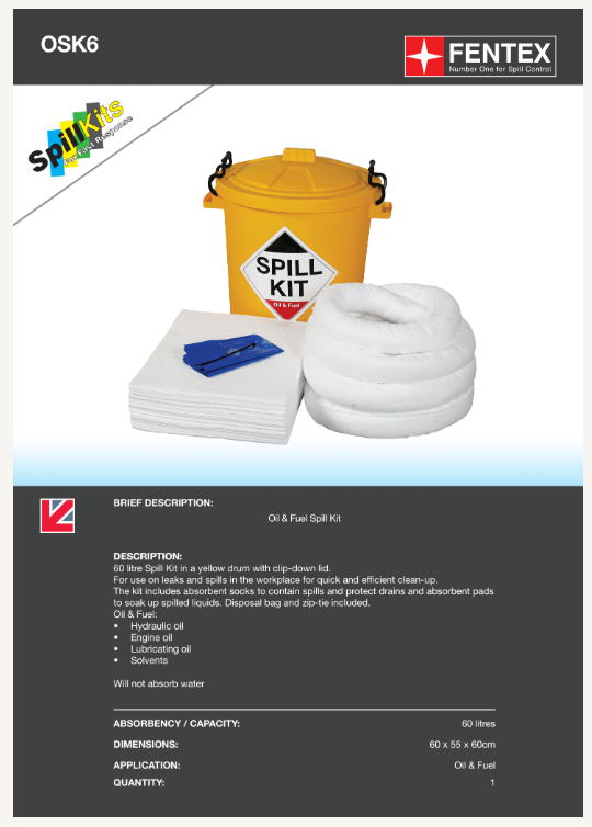 oil only spill kit in plastic bin