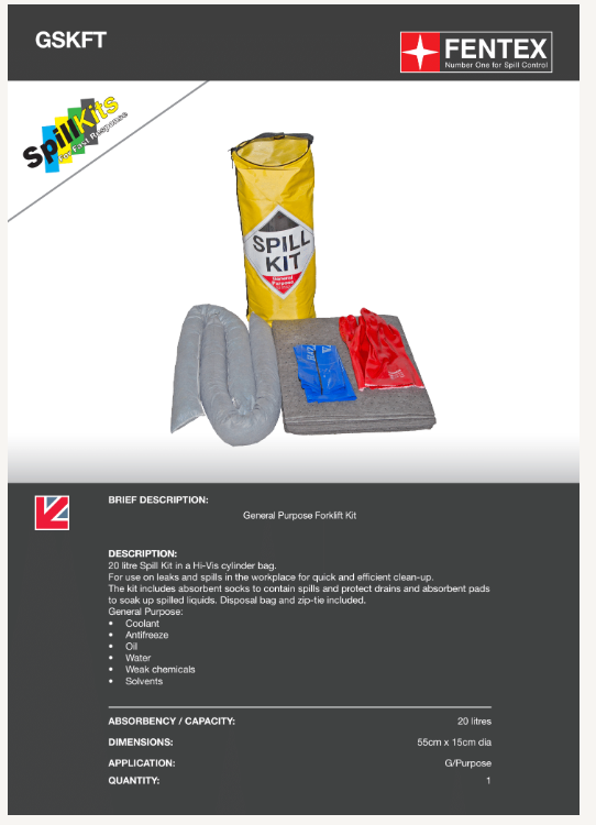 general purpose forklift truck spill kit (gskft)