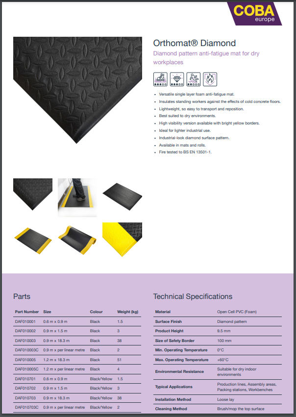 orthomat diamond anti fatigue safety matting