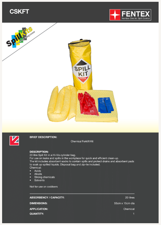 chemical forklift truck spill kit (cskft)