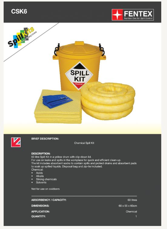 chemical  spill kit in plastic drum