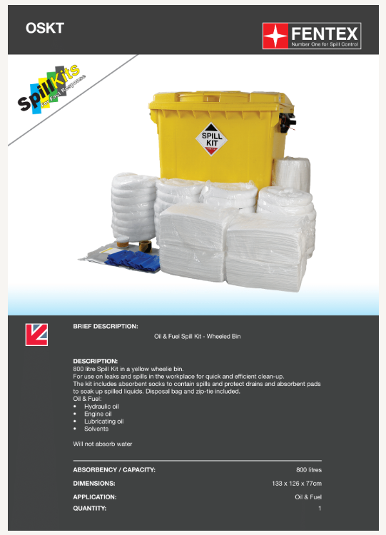 oil only spill kit in wheeled trunker