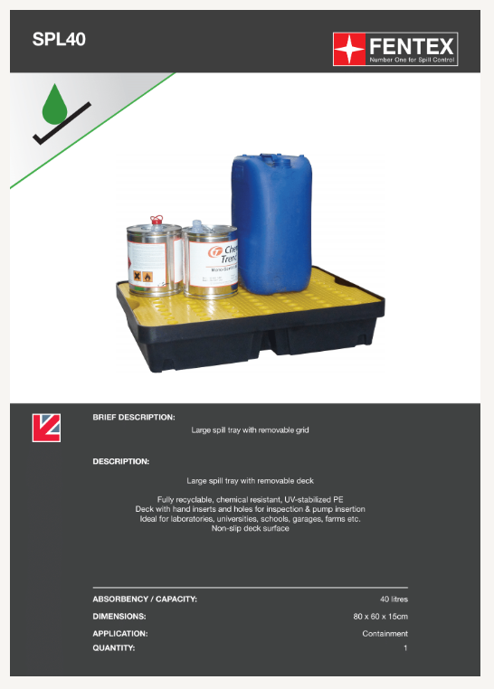 large spill tray with removable grid