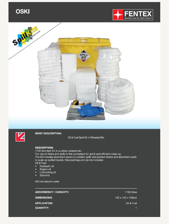 oil only spill kit in wheeled ibc