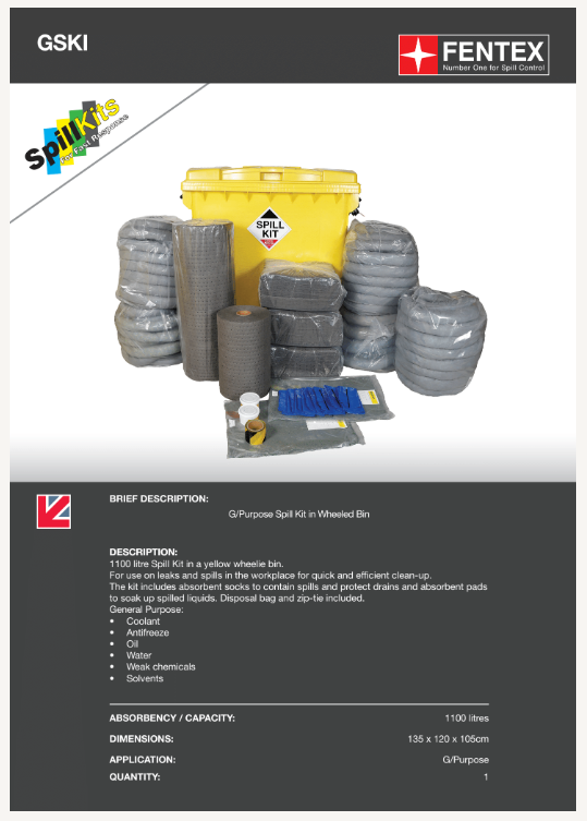 general purpose spill kit in wheeled ibc