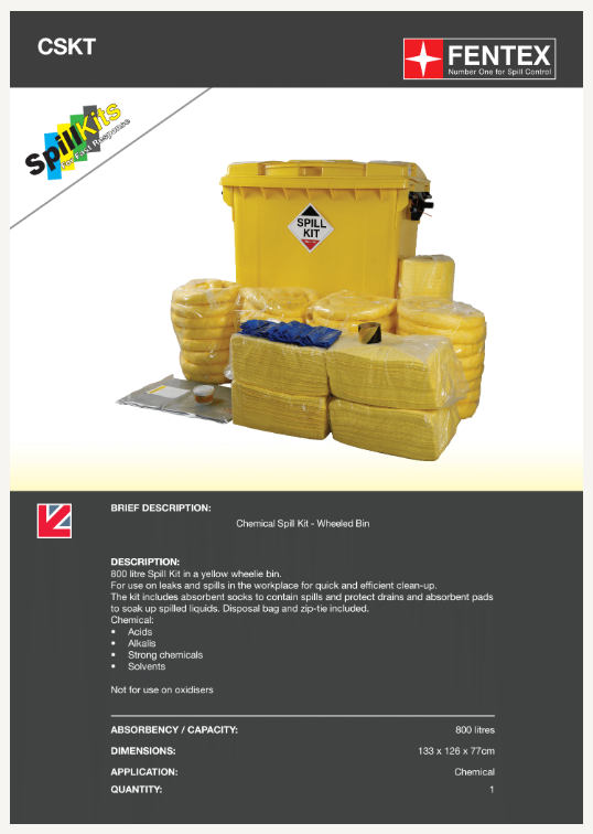 chemical spill kit in wheeled trunker