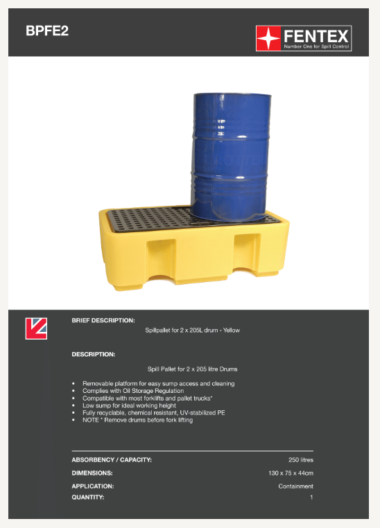 2 drum bunded spill pallet