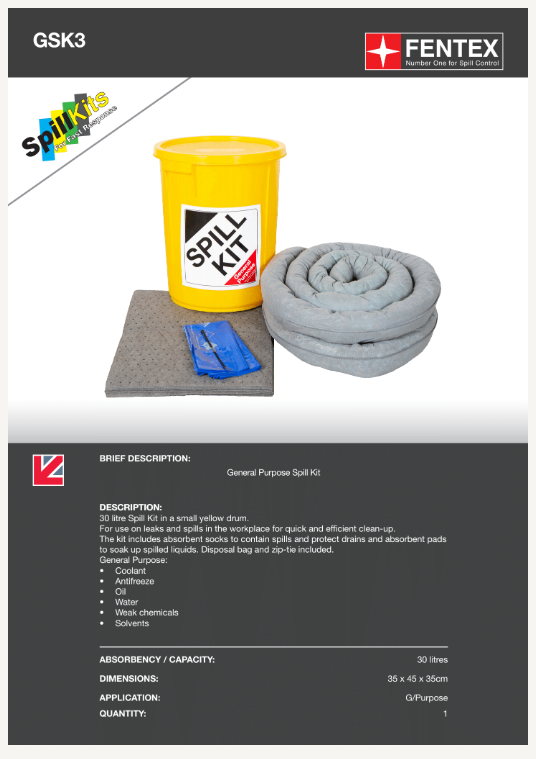 general purpose spill kit - plastic drum