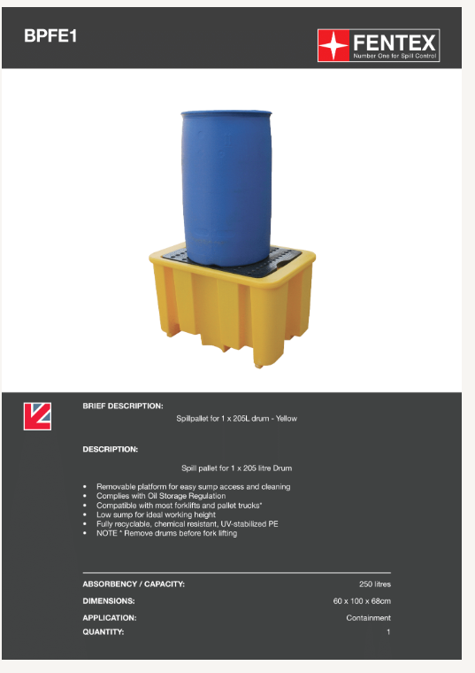 1 drum bunded spill pallet