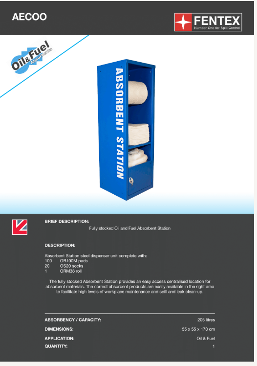 oil & fuel absorbent station