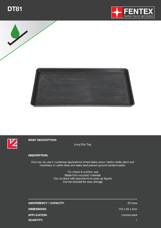 extra long drip tray (dt81)