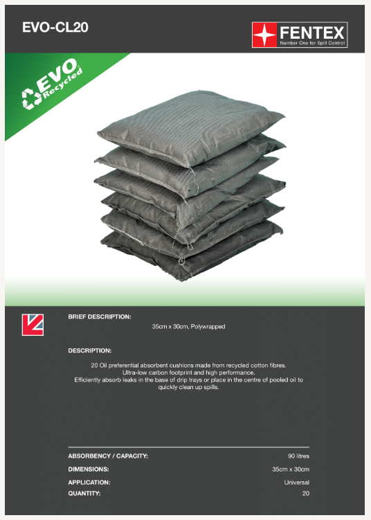20 evo filled 30 x 35cm absorbent cushions