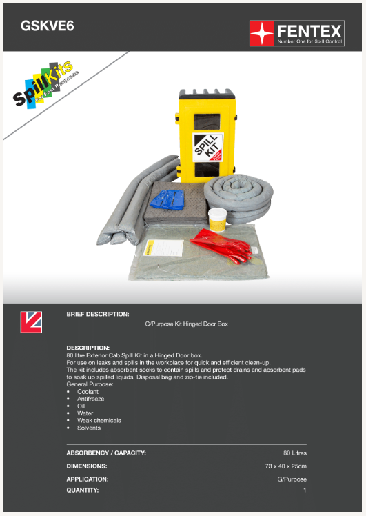 80l general cab mounted spill kit (gskve6)