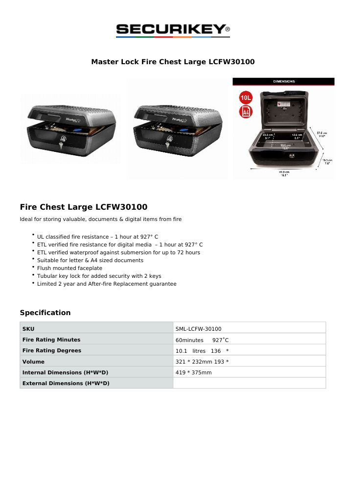 Specification Sheets