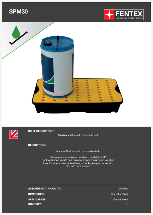 medium spill tray with removable grid