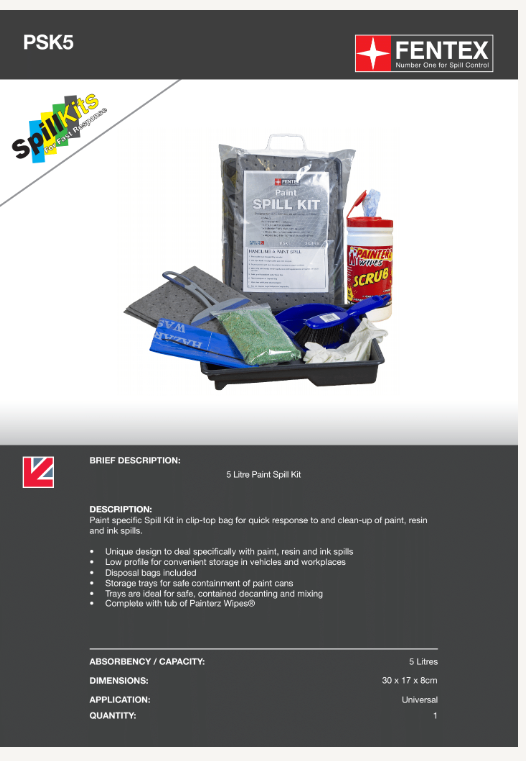 5 litre paint spill kit (ppsk5)